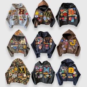 Sudaderas personalizadas oversize con lavado ácido, parches bordados y detalles en chenilla, sudaderas con cremallera de alta calidad, transpirables y unisex. - Product Image 2
