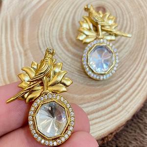 Merveilleux élégant Moissanite Polki boucles d'oreilles meilleure qualité plaqué or boucles d'oreilles pour les femmes vêtements modernes vêtements de mariage femmes et filles - Product Image 2