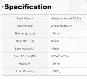 Pieds de nivellement en alliage d'aluminium robustes vis réglable (5/8 \ "* 150mm) métal Durable pour atelier extérieur salon hôpital - Product Image 3