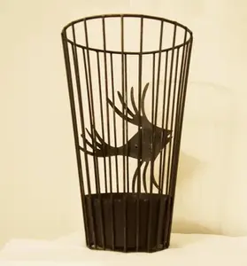 Antique Design Black Color Mesh Wire Bucket Shape Golden Fish Design Rack Umbrella Bucket Home Lobby <b>Supplies</b> Elegant Storage - Product Image 5