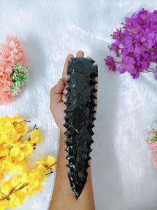 Couteau en obsidienne noire, silex, lame en forme de fléchette, dentelée, lame fantastique, cadeau Wicca, élimine la négativité, fait à la main, qualité supérieure, 10 pouces - Product Image 3