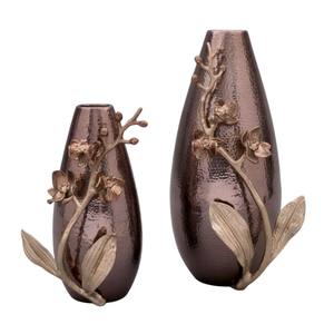 Florero de aluminio texturizado moderno con acento floral dorado Centro de mesa de metal elegante para decoración de hogar y oficina Precio bajo - Product Image 4