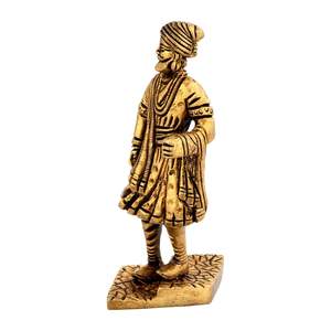 Estatua de latón Chhatrapati Shivaji Maharaj, decoración antigua, color dorado, 220 GM - Product Image 4