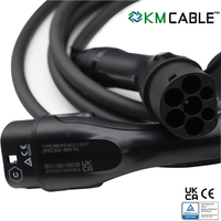 Câble de recharge EV Type 2 sur mesure, 22 kW, 32 A, 3 phases, câble TPU fixe, 5 m, 7 m, 10 m, TUV CE UKCA