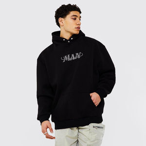 Sweats à capuche épais pour hommes 100% coton biologique French Terry New Winter Thermal Pull-over avec impression numérique strass - Product Image 1