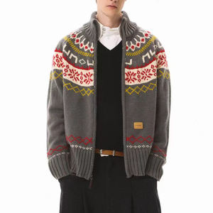 IMB146 Cárdigan de punto con cuello levantado de Jacquard de estilo étnico para <span class=keywords><strong>hombre</strong></span> - Product Image 2