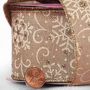 Christmas Prints & Patterned Natural <b>Wired</b> <b>Ribbons</b> Burlap Material for Gift Wrapping - Product Image 2