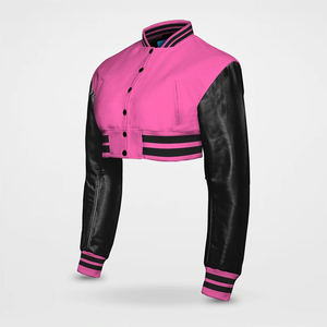 OEM Service Street Wear Winter Style Crop Top Varsity Jacket Hot Selling <b>Industry</b> Trending Crop Top Baseball Jackets for Women - Product Image 5