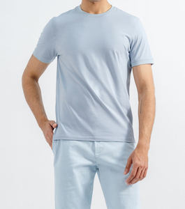 เสื้อยืดคอเต่าแขนสั้นสำหรับผู้ชาย100% ผ้าฝ้ายสีทึบระบายอากาศได้ดีมีสไตล์ที่เป็นเอกลักษณ์ - Product Image 1