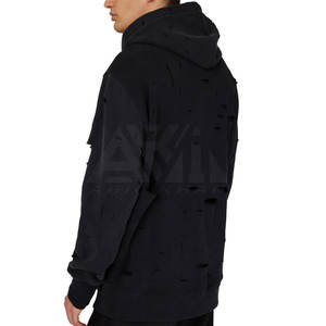 Vente en gros de sweats à capuche pour hommes hiver 2025, effet usé, avec logo personnalisé, tissu polaire de haute qualité, faible MOQ - Product Image 4