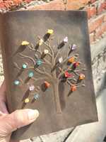 Journal des clés en cuir orné de pierres précieuses indique clairement Journal en cuir incrusté de puces de cristal Journal en cuir fabriqué à la main