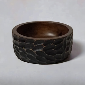 Cuenco para servir ensalada de madera de mango redondo tallado a mano único de lujo antiguo negro Nuevo al por mayor centro de mesa de cocina de granja - Product Image 3