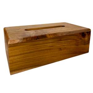 Boîte à mouchoirs en bois rectangulaire - Naturel - Product Image 1