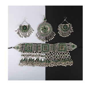 Conjunto de joyería afgana Precio al por mayor Diseño personalizado para adultos Mujeres Collar Pendientes Hecho a mano - Product Image 4