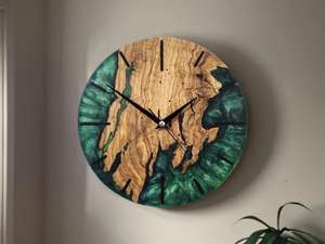 Reloj de mesa de resina epoxi estilo Art Deco con pantalla de aguja de una sola cara hecho a mano para sala de estar colocación apropiada abstracta - Product Image 4