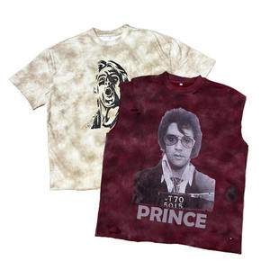 Top Show New Design Customize DTG Printing <b>Paint</b> Stock Fabric T-<b>shirt</b> Silver Stamping Logo Distressed Raw Hem Graphic T <b>Shirts</b> - Product Image 1