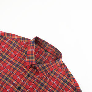 Venta al por mayor de fábrica Boxy Fit Jacquard bordado botón Arriba Camisa de franela a cuadros de gran tamaño de doble capa Camiseta de manga larga para hombres - Product Image 3