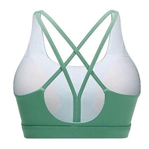 Soutien-gorge de sport léger grande taille pour femme, à bretelles croisées sans couture, motif uni côtelé, rembourré, pour l'entraînement – Fournisseur OEM - Product Image 5