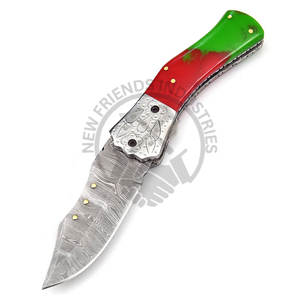 Couteau pliant portable en acier Damas forgé à la main, couteau de poche, couteau de chasse et de camping en plein air, personnalisable ODM, cadeau pour hommes - Product Image 2