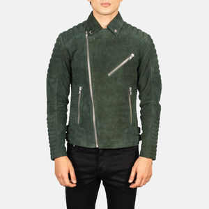 Veste en cuir pour homme Col rabattu avec boutons et fermeture éclair Décoration Couleur menthe Vestes de sécurité moto de haute qualité - Product Image 1