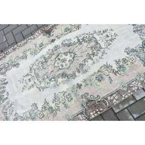 Vintage Rug, 3.7x6.8 ft Area Rug, <b>Brown</b> Green <b>Wool</b> Rug - Product Image 4