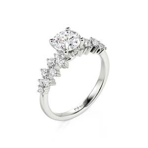 แหวนหมั้นทรงกลมชุบทองคำขาวประดับโรสโกลด์ Jeulia Star Trail - Product Image 2