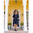 Vintage Zen Shirt <b>Dress</b>-Knee-Length Empire Waist Chiffon Solid Modest Party Style - Product Image 2