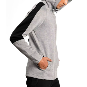 Coton/polyester personnalisé votre propre logo fermeture éclair complète avec deux poches pull à capuche respirant basiques coton mélangé - Product Image 2