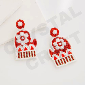 Teqha Dangle Earrings New Arrival <b>Cross</b>-Border Handmade Beads Gold Trendy Creative for Parties Christian Style - Product Image 2