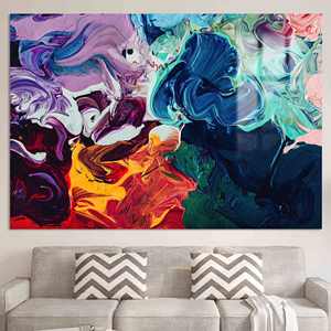 Art mural abstrait en verre trempé : toile imprimée moderne et colorée, verre - Product Image 1
