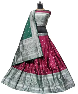 VASTRAPREET美丽聚丝最新帕图风格设计师独家婚礼派对穿来自印度的Lehenga Choli制造商