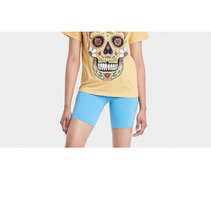 T-shirt da donna XL gialla a maniche corte con stampa Dia De Muertos Sugar Skull, 100% cotone jersey traspirante, taglie XS XXS 4XL - Product Image 3