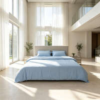 Kit de draps de chambre à coucher en fibre de bambou, régulateur de température, personnalisable avec logo, lavable en machine, anti-transpiration, vente en gros