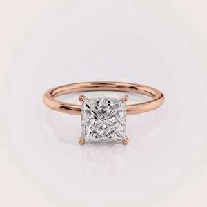 Luxe 14K Or Rose 1.5 Carat Princesse Lab Grown Diamant Bague de Fiançailles Classique Solitaire Fine Jewelry - Product Image 1