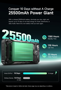 Ulefone Armor 34 PRO Plus 16+512GB แบตเตอรี่ 25500mAh ชาร์จเร็ว 66W กล้อง 64MP รองรับ 5G มาตรฐานกันน้ำ IP68 โทรศัพท์มือถือที่ทนทานพร้อมโปรเจคเตอร์ - Product Image 5