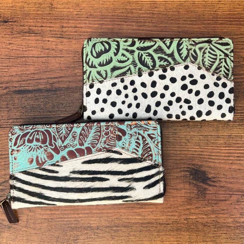 Brown With Turquoise Embossed Print