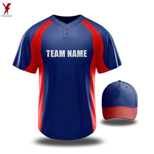 Maillot à col en V à deux boutons Design Autocollant de transfert de chaleur Logo de l'équipe Impression sur maillot de baseball Ensemble de baseball deux en un - Product Image 3