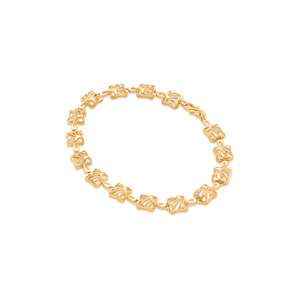 Flow of Squares Flexible Gold <b>Charm</b> Bracelet with <b>Butterfly</b> Design - Product Image 3