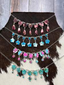 สร้อยคอหินหลายชิ้นทำด้วยมือเงินสเตอร์ลิงเครื่องประดับหรูหราสร้อยคอพลอยหลากสีสำหรับผู้หญิง - Product Image 6