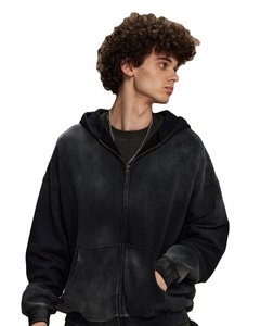 Mode personnalisée pour hommes, sweat à capuche épais 100% en coton respirant, lourd, de haute qualité, sweat à capuche décontracté surdimensionné avec fermeture éclair pour hommes - Product Image 3