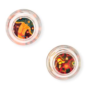 Set di 6 Bicchieri in Vetro Resistente da 340 ml, Trasparenti con Fondo Decorato, Design Moderno Aboriginal Excelsa Made in Italy - Product Image 3