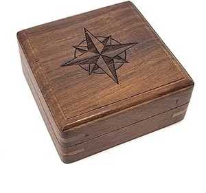 Brass Sundial Compass with Wooden <b>Box</b> Nautical Home Decor and Gift <b>for</b> Home or Office - Product Image 2
