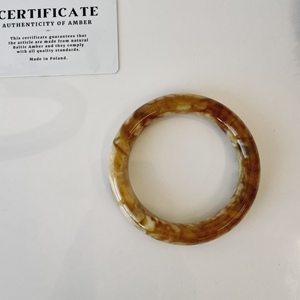 <b>Bangle</b> <b>Bracelet</b>, Natural Amber Cuff <b>Bracelet</b>, Orange and White Baltic Amber, 62 mm - Product Image 5