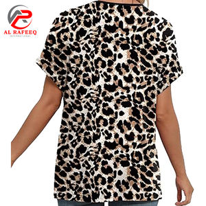 เสื้อยืดลำลองพิมพ์ลายเสือดาวสำหรับผู้หญิงเสื้อโพลีเอสเตอร์แฟชั่นดีไซน์ว่างเปล่าโลโก้กลางแจ้งมีลวดลาย - Product Image 2