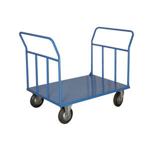 Carro de Plataforma Doble con Ruedas Giratorias, Carro Industrial y de Compras para Uso en Almacenes, Marco Personalizable OEM - Product Image 1