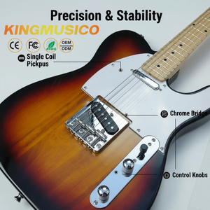 Guitare électrique Kingmusico TL Style <span class=keywords><strong>Telecaster</strong></span> Sunburst Corps plein Coupure simple - Product Image 3