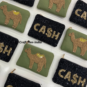2025 personnalisé graine perlée petit rond porte-monnaie sac dragonne Mini porte-monnaie fermeture à glissière Logo avec Camel Cash Design - Product Image 5
