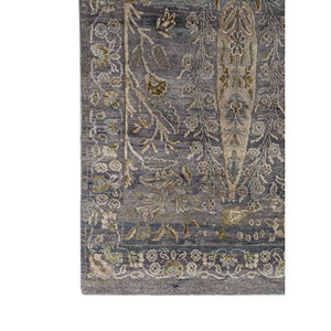 Tapis en laine et soie noué à la main Aurora Blue AKWS-13035, motif floral abstrait, pour la maison, la voiture, couloir, design patchwork pour salon - Product Image 4