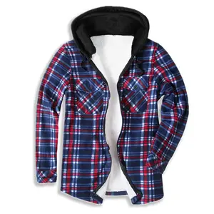 पुरुषों की फ्लैनेल शर्ट जैकेट, हटाने योग्य हुड के साथ पुरुषों की फ्लैनेल शर्ट जैकेट जैकेट