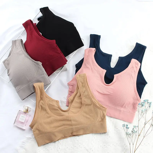 Luluxixiyaya Sport Logotipo personalizado Marca Color sólido Nylon Spandex Sujetador deportivo sin costuras Top Fitness para mujeres - Product Image 1